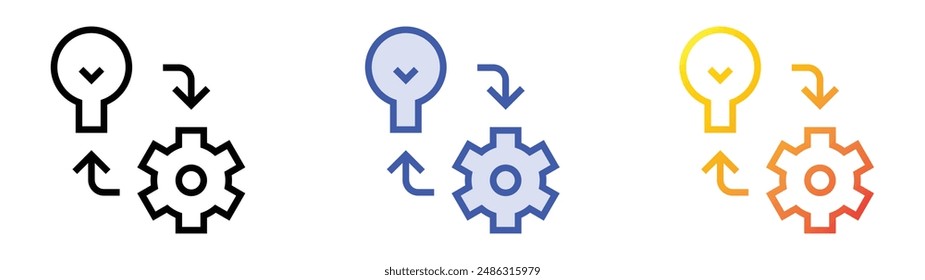 implement icon. Linear, Blue Fill and Gradient Style Design Isolated On White Background