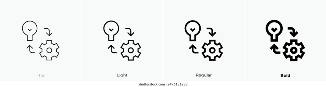 implement icon. Thin, Light Regular And Bold style design isolated on white background