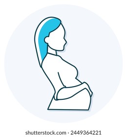 Implement supportive belly panels for maternity wear innovation, offering pregnant individuals enhanced comfort and support during various activities. svg