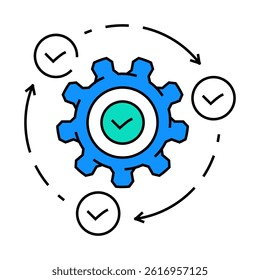 implementation business process line icon vector. implementation business process sign. isolated symbol illustration
