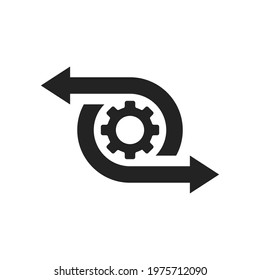 implementation or easy operation process icon. flat simple trend modern logotype web graphic design isolated on white. concept of new soft version pictogram or capacity automation or engine part