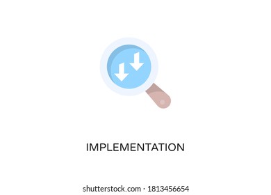 Implementation flat icon in vector. Logotype