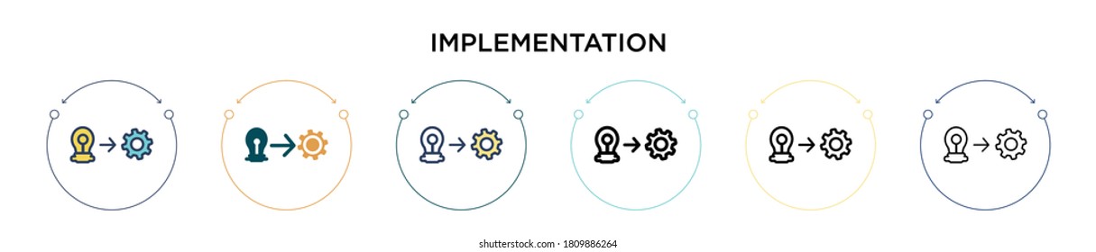 Implementation icon in filled, thin line, outline and stroke style. Vector illustration of two colored and black implementation vector icons designs can be used for mobile, ui, web