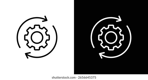 Silueta aislada del icono de la implementación en el fondo blanco. Ilustración vectorial.