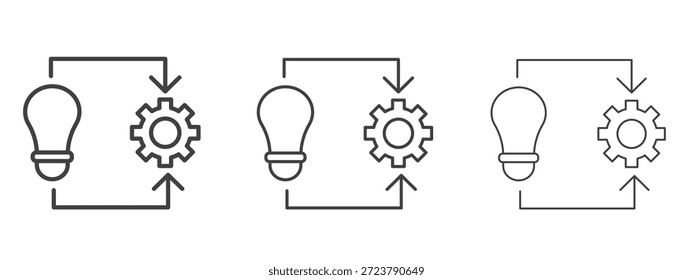 Implementation icon in line art doodle style. Editable stroke outline sign, eps 10