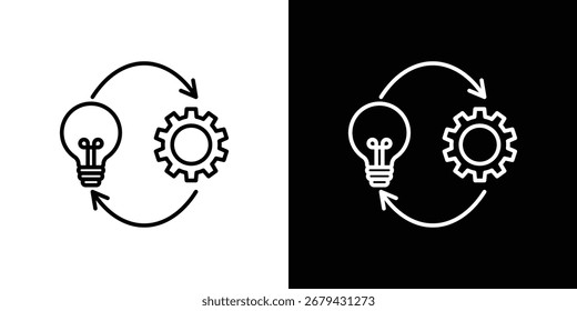 Linha de ícone de implementação para web, celular e infográficos.