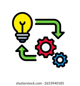 Icono de implementación Ilustración vectorial de color lineal