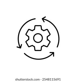 Implementation icon Outline set in black and white color