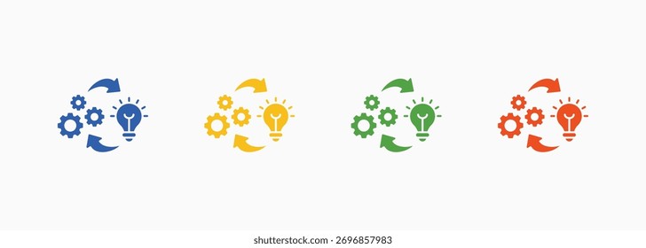 Conjunto de ícones de implementação Conjunto de cores Coleção de vários estilos