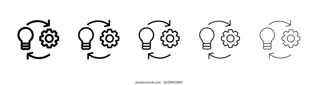 Ícone de implementação Símbolo simples de linha fina plana