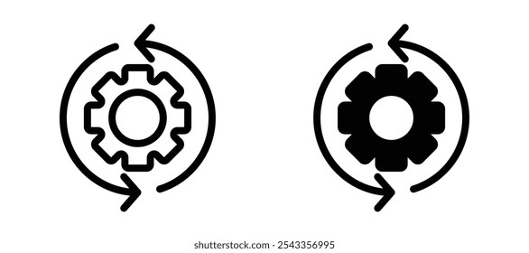Coleção de símbolos de ícone de implementação em fundo branco.