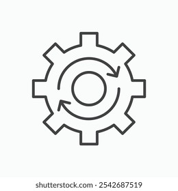 Implementation icon in thin black lines