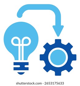 Implementation Icons In Blue Style, Vector Illustration