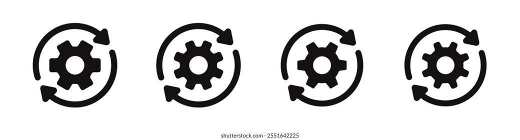 Implementation icons set. Sync process symbol collection. Vector illustration.