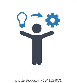 Implementation, Invention icon on white background