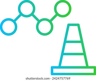 Implementation key performance indicator icon with blue and green gradient outline style. business, strategy, management, development, concept, implement, innovation. Vector Illustration