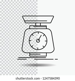 implementation, mass, scale, scales, volume Line Icon on Transparent Background. Black Icon Vector Illustration