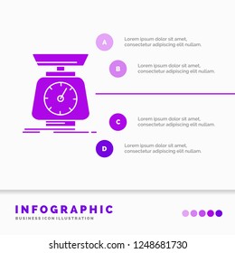 implementation, mass, scale, scales, volume Infographics Template for Website and Presentation. GLyph Purple icon infographic style vector illustration.