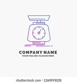 implementation, mass, scale, scales, volume Purple Business Logo Template. Place for Tagline