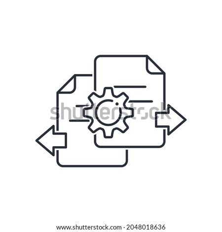 Implementation of new rules and regulations. Document flow. Vector linear icon isolated on white background. Foto d'archivio © 