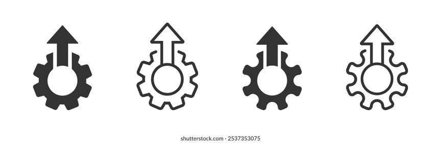 Implementation process optimization vector signs. Tech efficient production Sign. Innovation industrial technology vector icon.