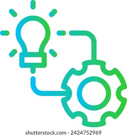 Implementation project development icon with blue and green gradient outline style. business, strategy, management, concept, development, innovation, implement. Vector Illustration