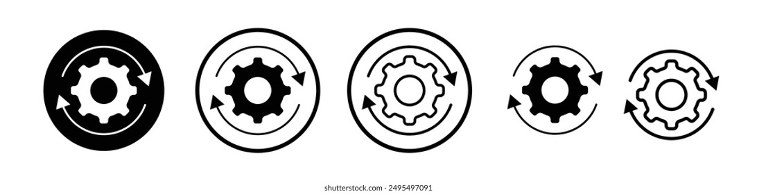 Implementation vector icon set in black and white color.