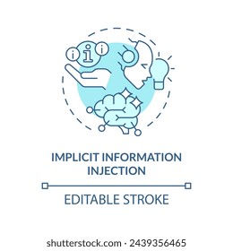 Implicit information injection soft blue concept icon. Prompt engineering technique. Make suggestion. Round shape line illustration. Abstract idea. Graphic design. Easy to use in article