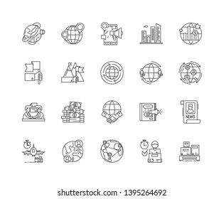 Import business line icons, signs, vector set, outline illustration concept 