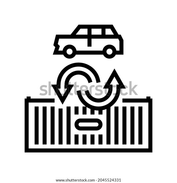 import car line icon vector. import\
car sign. isolated contour symbol black\
illustration