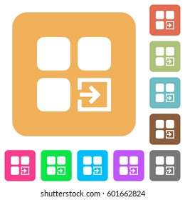 Import component flat icons on rounded square vivid color backgrounds.