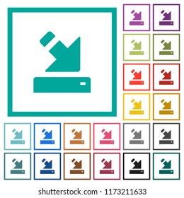 Import to device flat color icons with quadrant frames on white background