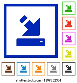 Import to device flat color icons in square frames on white background