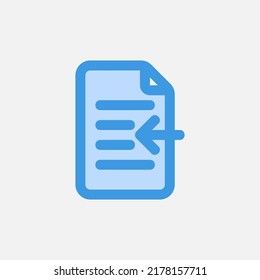 Import document icon in blue style about text editor, use for website mobile app presentation