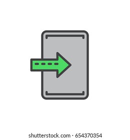 Import, enter filled outline icon, vector sign, colorful illustration 