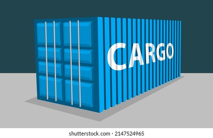 importación exportación de contenedor azul de carga, ilustración vectorial 