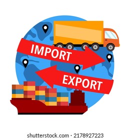 Import export concept vector illustration. International shipping.
