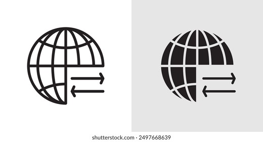 Import export icon Black line art vector logo set