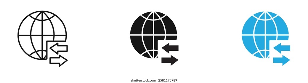 Import and export icon black white vector outline