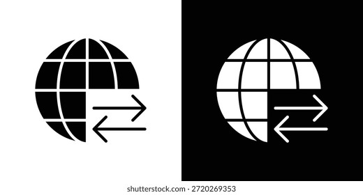 Icono de importación y exportación. Icono de diseño plano simple en blanco y negro