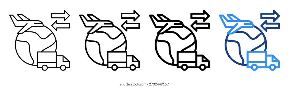 Conjunto de Colección de contorno diferente de icono de importación y exportación
