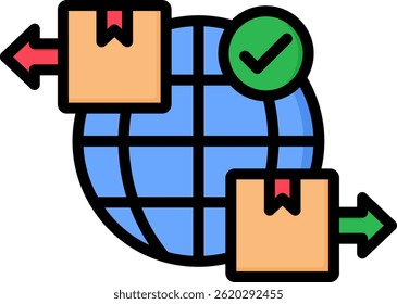 Ilustración vectorial de color lineal del icono de importación y exportación