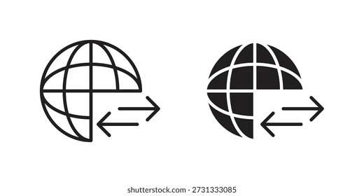 Icono de importación y exportación sobre fondo blanco. Icono de Vector de stock