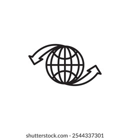 Ícone de importação e exportação Ilustração de linha fina plana do vetor