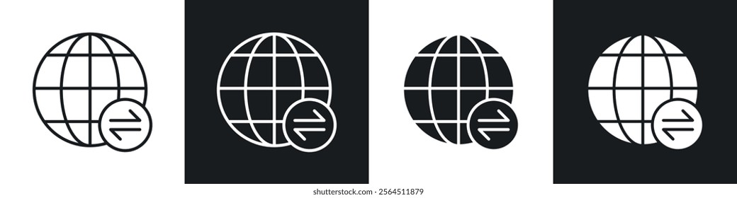 Import export icons collection in black filled and line style.