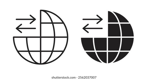 Import and export icons in flat and line style set.