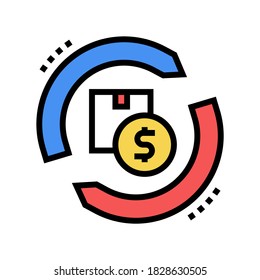 importar y exportar el vector de iconos de color del paquete. signo de paquete de importación y exportación. ilustración de símbolo aislado