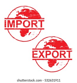 Import and export rubber stamp vector illustration
