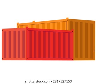 import export shipping containers stacked illustration