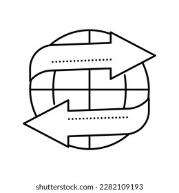 import and export worldwide service line icon vector. import and export worldwide service sign. isolated contour symbol black illustration